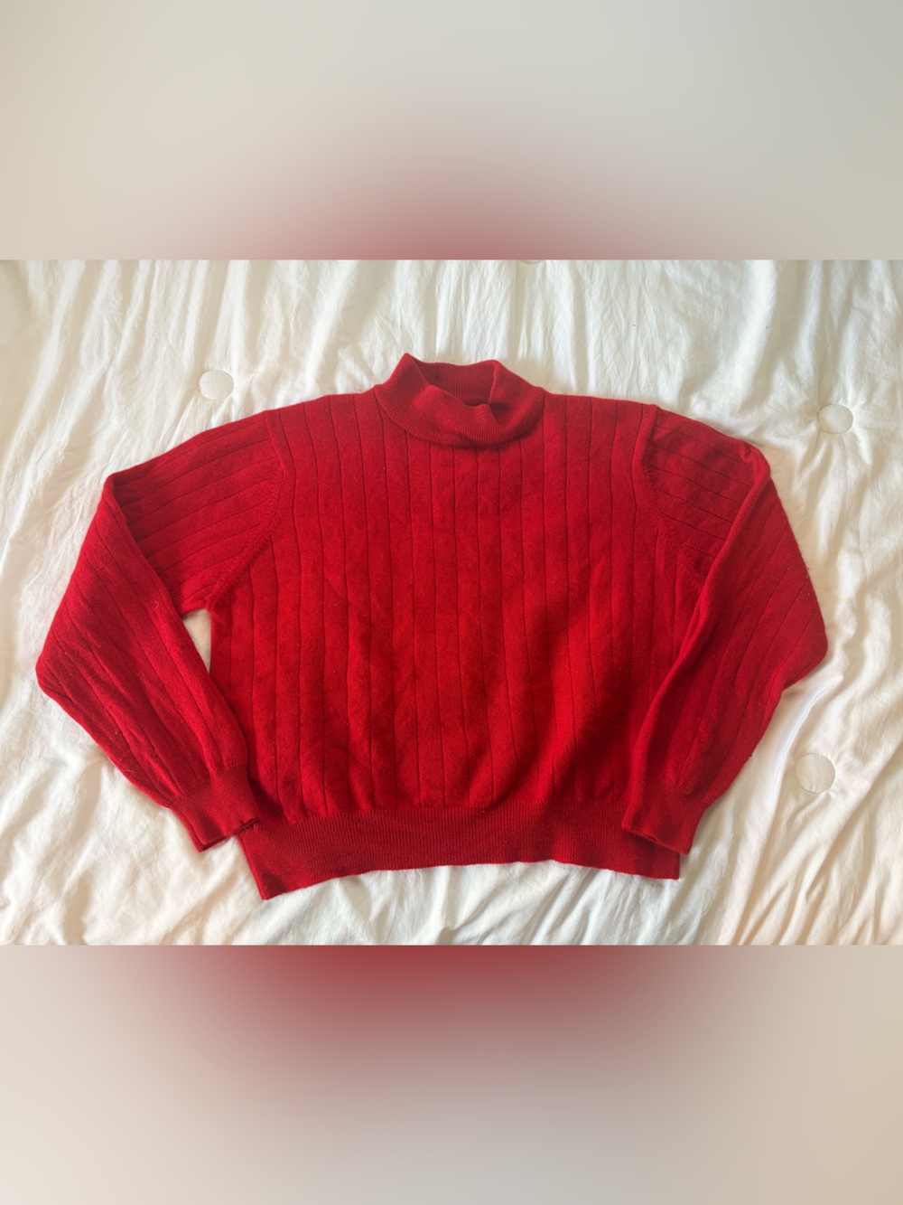 Vintage Charter Club 100% Merino Wool Ribbed Sweater | Red Knit Pullover